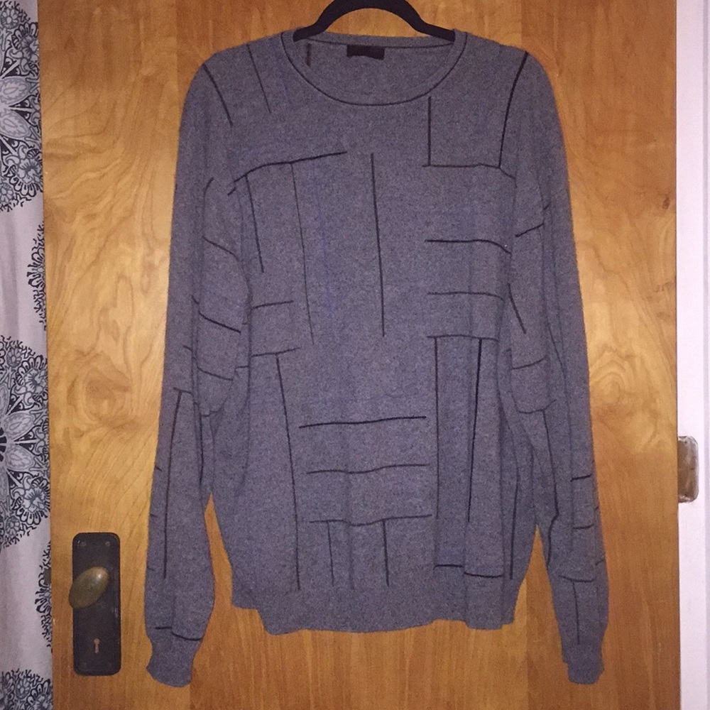 Men’s Sweater Gray 100% Cashmere  XXL Classic Lenor Romano